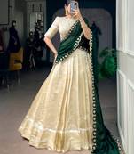 off white jacquard woven traditional lehenga choli