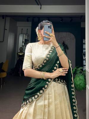 off white jacquard woven traditional lehenga choli 3