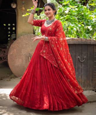 red georgette embroidered fashion lehenga choli upto 42 4