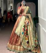 copper organza woven traditional lehenga choli