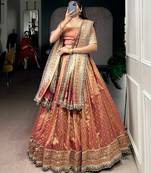 copper organza woven traditional lehenga choli