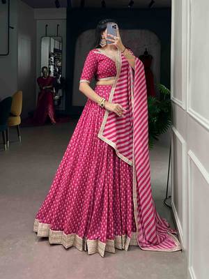 rani pink georgette embroidered traditional lehenga choli 1