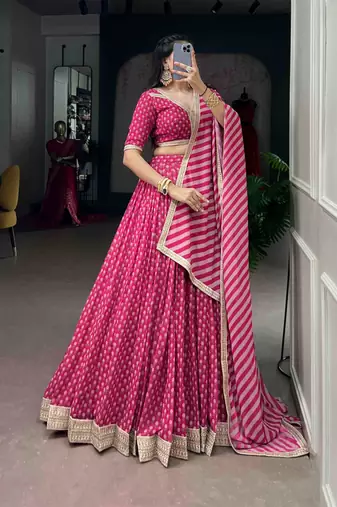 rani pink georgette embroidered traditional lehenga choli