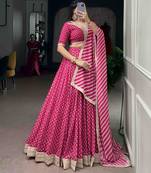 rani pink georgette embroidered traditional lehenga choli