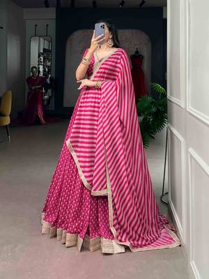 rani pink georgette embroidered traditional lehenga choli 2