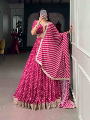 rani pink georgette embroidered traditional lehenga choli 3