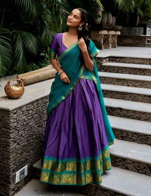 purple cotton poly woven traditional lehenga choli 2