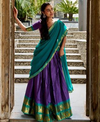 purple cotton poly woven traditional lehenga choli 3