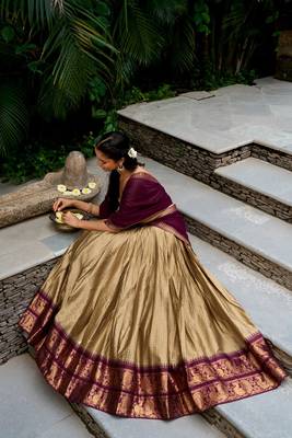 gold cotton poly woven traditional lehenga choli 3