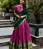 magenta cotton poly woven traditional lehenga choli