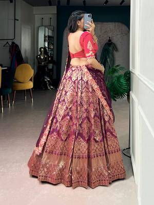 wine silk blend hand woven traditional lehenga choli 2