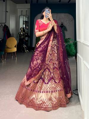 wine silk blend hand woven traditional lehenga choli 4