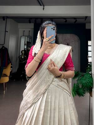 off white silk blend hand woven traditional lehenga choli 4