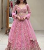 baby pink faux georgette embroidered traditional lehenga choli