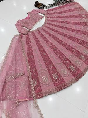 baby pink faux georgette embroidered traditional lehenga choli 3