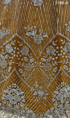 mustard net embroidered traditional lehenga choli 5