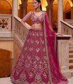 crimson net embroidered traditional lehenga choli