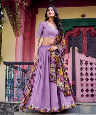 lavender silk blend embroidered traditional lehenga choli 1