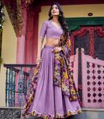 lavender silk blend embroidered traditional lehenga choli
