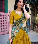 mustard silk blend embroidered traditional lehenga choli