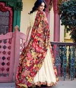 cream silk blend embroidered traditional lehenga choli