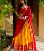 yellow silk blend woven traditional lehenga choli