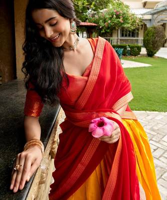 yellow silk blend woven traditional lehenga choli 2