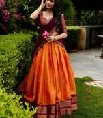 orange silk blend woven traditional lehenga choli