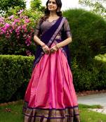pink silk blend woven traditional lehenga choli