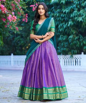 purple silk blend woven traditional lehenga choli 1