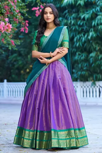 purple silk blend woven traditional lehenga choli