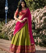 olive silk blend woven traditional lehenga choli