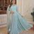 Sky georgette readymade anarkali suit with embroidery work