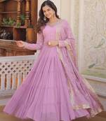 Lavender georgette readymade anarkali suit with embroidery work