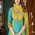 Embroidered chanderi anarkali kurta with pant & dupatta set for women