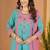 Embroidered chanderi anarkali kurta with pant & dupatta set for women
