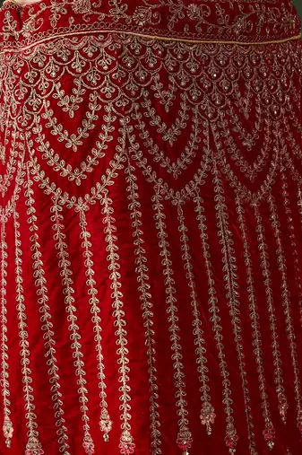 red velvet embroidered traditional lehenga-choli