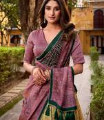 Multicolor silk blend woven traditional lehenga-choli