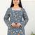 Premium Cotton Blue Floral Printed Kurti for Women with Square Neck and Lace Bell Sleeves