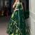 Festive Green Floral Print Satin Silk Lehenga Choli Set - Full Stitched Free size