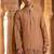 Cognac linen kurta pant set with embroidery & handwork