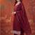 Maroon silk blend embroidered churidar set