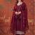 Maroon silk blend embroidered churidar set