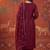 Maroon silk blend embroidered churidar set