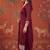 Maroon silk blend embroidered churidar set