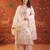 Cream silk blend embroidered churidar set