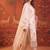 Cream silk blend embroidered churidar set