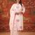 Off-white silk blend embroidered churidar set