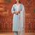 Blue silk blend embroidered churidar set