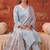 Blue silk blend embroidered churidar set